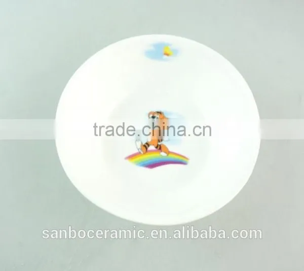 3 Pcs White Porcelain Decal Dinner Set for Kids in Stock photo-3