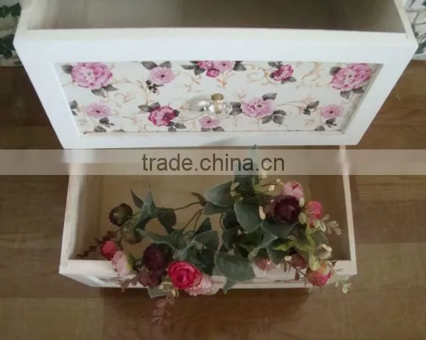 Modern Design White Wooden Cabinet With Wicker Drawers photo-2
