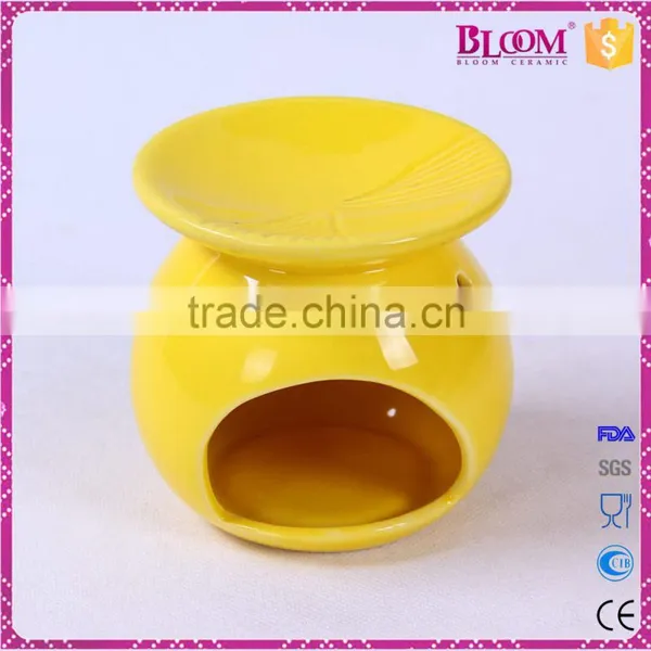 Yellow Ceramic Round Craft Ceramic Incense Burner photo-4