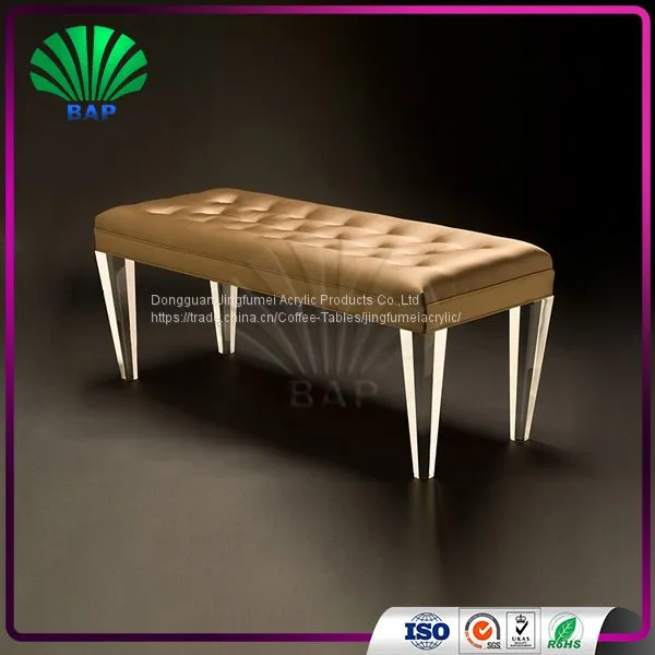 Salon Furniture Waiting Room Sofa Acrylic Piano Bench With Soft Cushion photo-4