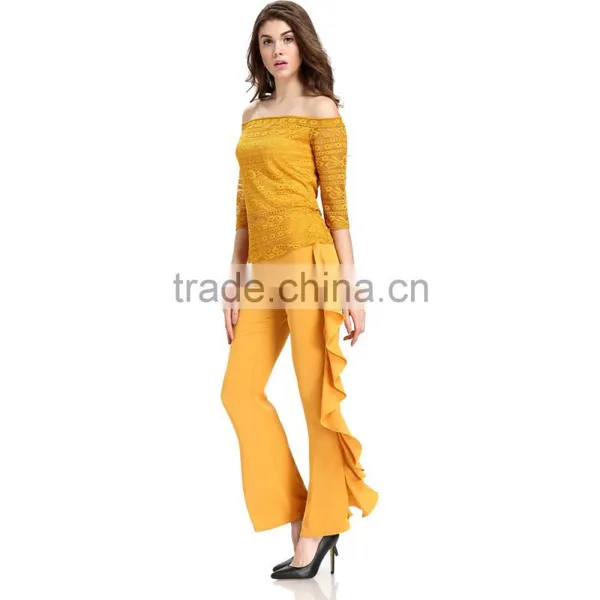 Domin Latest Fashion Lace Fabric off Shoulder Top photo-5