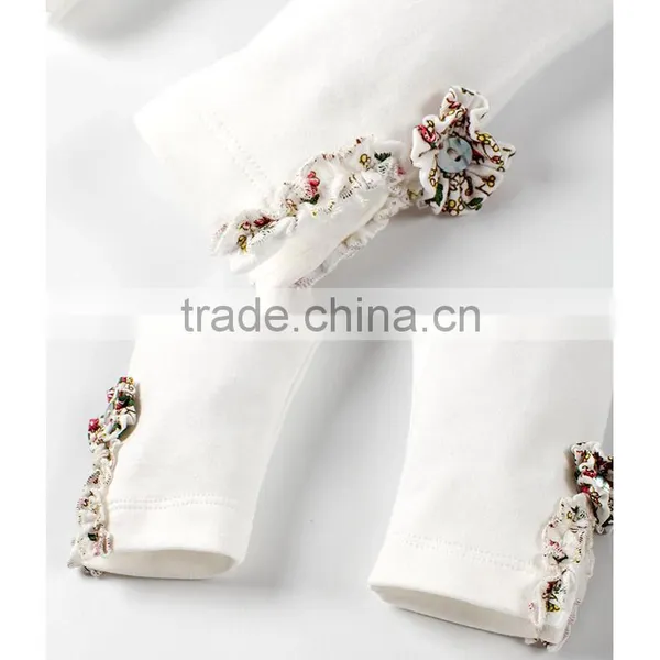 100%Cotton Baby Long Pants White Knitted Pants For Baby Girl photo-5