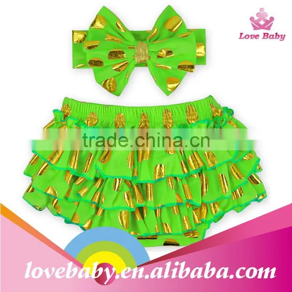 Wholesale Bloomers Baby Shorts Golden Polka Dot Bloomer Sets With Hairband photo-5