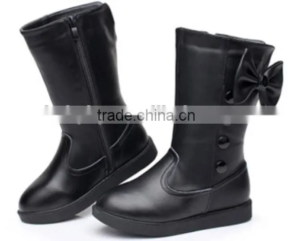 Cute Warm Leather Baby Boots Bow Style Child Boots Shoes Girls Kids Winter Boots photo-3