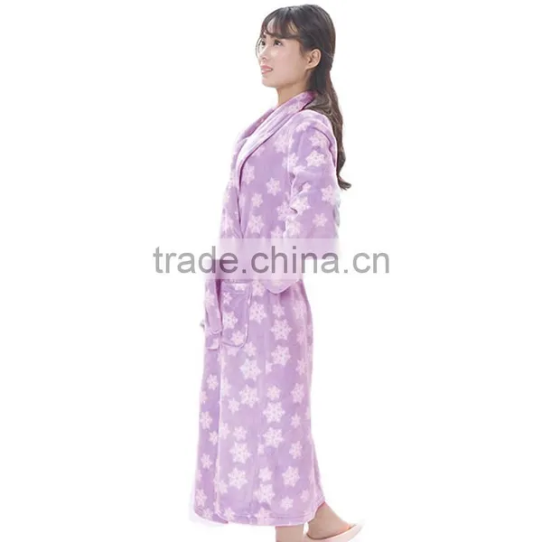 Super Soft Printed Coral Fleece Dressing Gown Lady photo-2