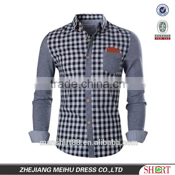 Custom Design Pattern Men Shirt Plaid Fabric Street Wear Custom photo-4