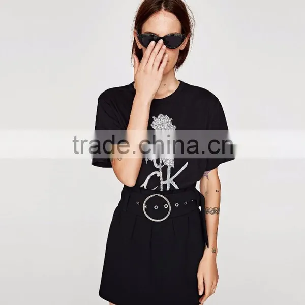 Guangzhou Shandao Factory OEM Customized 160g 100% Cotton Logo Printed Short Sleeve O-Neck T Shirt Design For Ladies photo-3