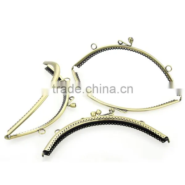 Antique Bronze Rose Flower Pattern Rhinestone Metal Frame Kiss Clasp Arch For Purse Bag photo-2