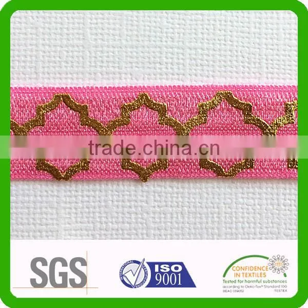 Good Stretch Fold Over Metallic Foil Print Elastic photo-2