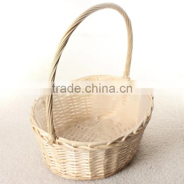 Hot Sale Universal Large White Wicker Handmade Round Hamper With Handle Flowers Fruits Bread Picnic Gift Storage Basket photo-3