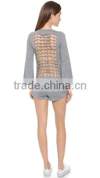Open Knot Back Sexy Short Rompers Jumpsuits for Women photo-3