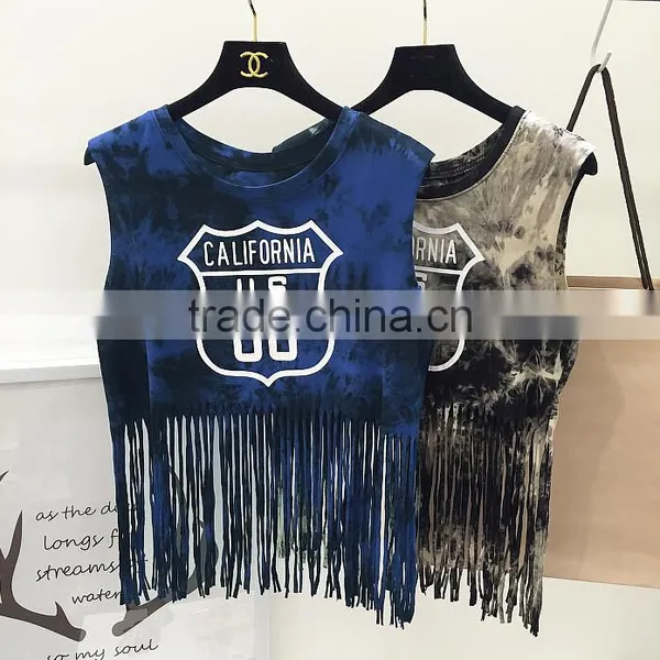 Custom Ladies Sleeveless Sports Wear Sexy Tank Tops Clubwear For Women Tassels For Garments photo-5