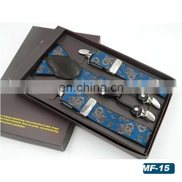 2017 New Design Men's High-end Brand 4 Clips Jacquard Printing Suspenders photo-2