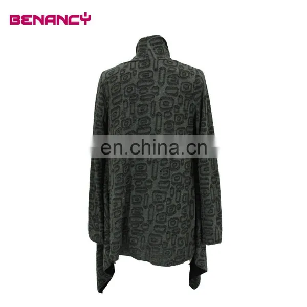 Wholesale Woman Ruffle Long Sleeve High Neck Knitted Cardigan 2016 Fashion Designs photo-2