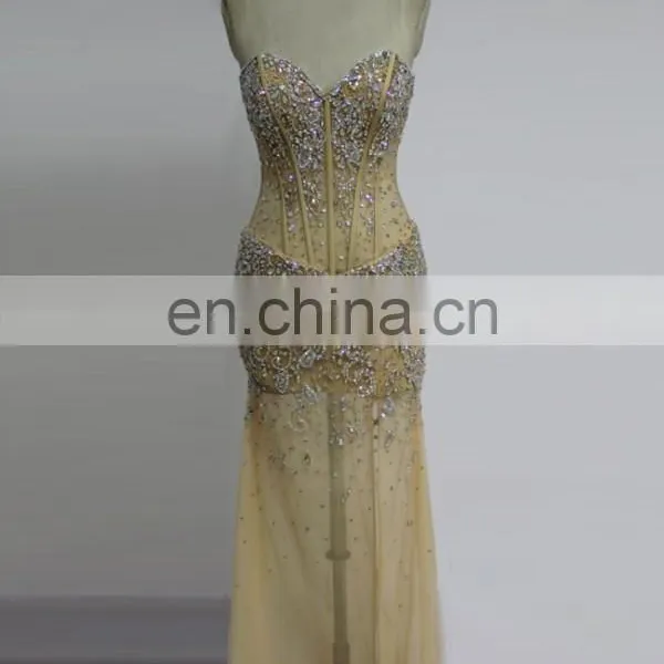 Latest Made in China Beaded Sexy Split Factory Wholesale Evening Dress photo-3