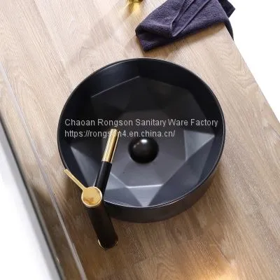 Latest Design Bathroom Ceramics Art Oval Wash Basin Outdoor Low Price Counter Top Popular Special no Hole Sink for Sale photo-2