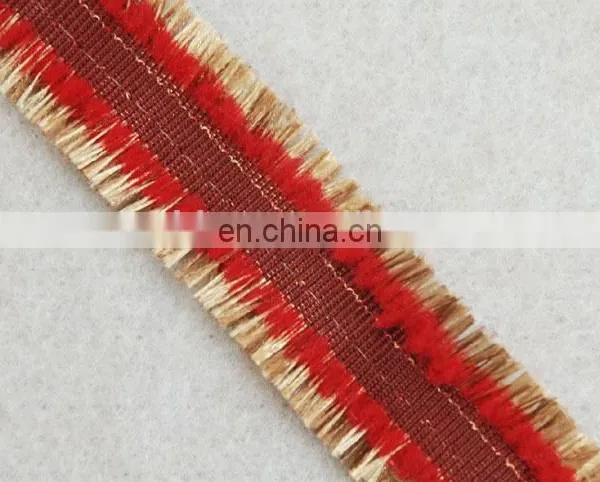 Fashion Cotton Red Fringe Tassel With Gold Lurex Trimming for Dresses photo-2