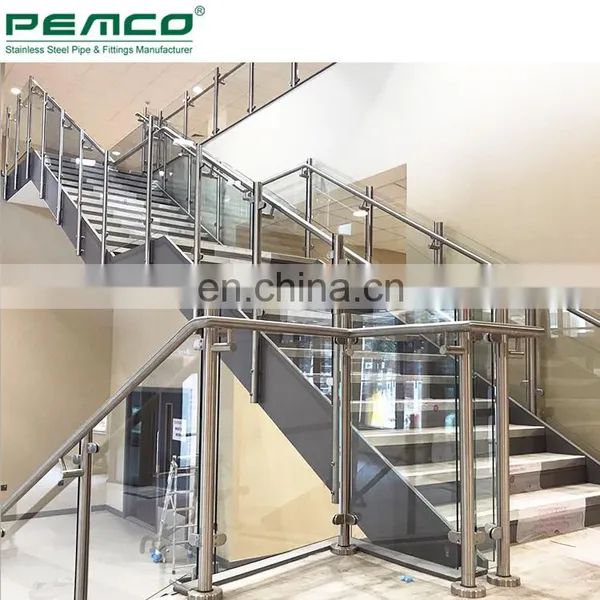 Indoor Staircase Glass Balustrade Post Stainless Steel Stair Glass Railing Clamp Designs photo-2