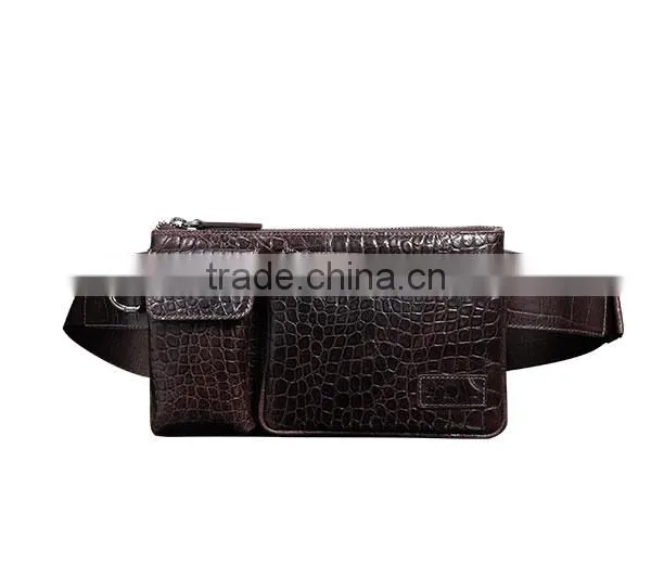 Good Quality Sport Crocodile Pattern Cow Leather Chest Pack Fashion New Style Waist Bag Leisure Single Shoulder Bag for Men photo-2