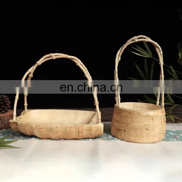 Eco Friendly Thickened Multifunctional Bar Hotel Ramadan Wedding Bamboo Root Fruit Plate and Wooden Decorations Plate Series photo-3