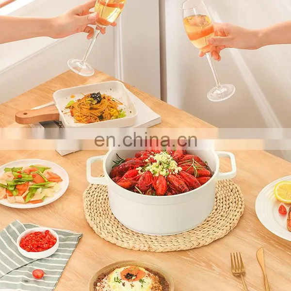 Outdoor Safe Eco-Friendly Lead Free Porcelain Dotted Round Oval Meat Flat Enamel Pot Dinnerware photo-4