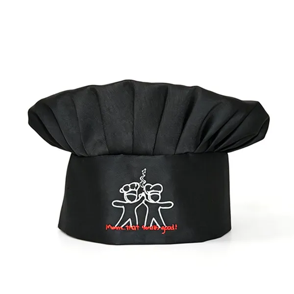 Solid Pleated Chef Hat Oil Resistant Kitchen Work Hat Adjustable Catering Uniform Cap Custom Embroidery