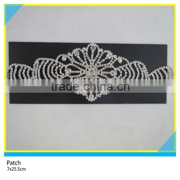 Rhinestone Cup Chain Jewelry Applique Sew on Glass Stone Chain Trimming Patch 6x21.5cm photo-4
