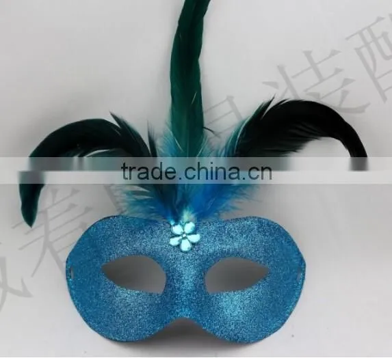 In Stock 7colors New Venetian Mask Beautiful Design Feather Mask Purple Feather Masquerade Mask photo-4