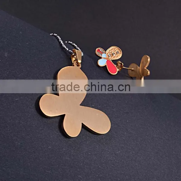 Women Jewelry Stainless Steel Jewelry Colorful Butterfly Jewelry Set photo-4