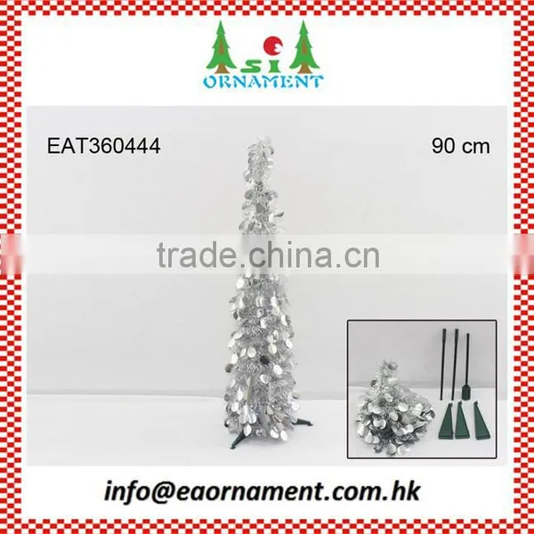 Set of Silver Pop-up Tinsel Christmas Tree