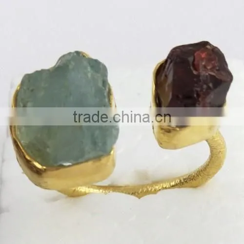Amazing Rough Aquamarine Garnet Ring, Handmade Silver Jewellery, Online SIlver Jewellery photo-6