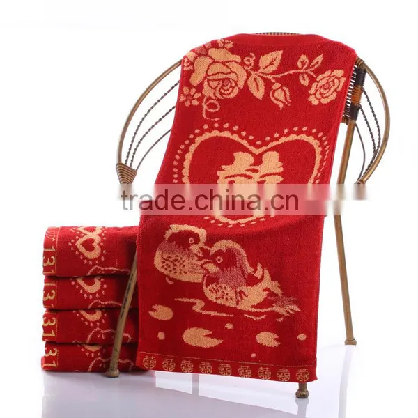 Chinese Element 100% Cotton Red Towel for Wedding photo-2