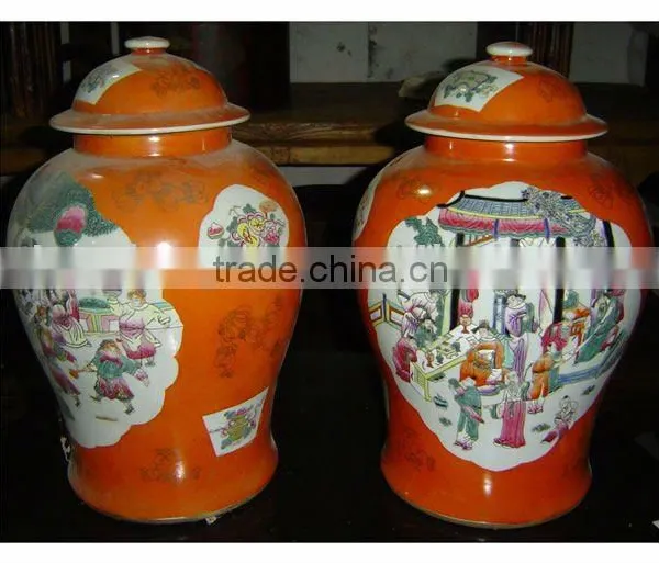Chinese Antique Hand Painted Painted Procelain Vase With Lid--from Jiangxi