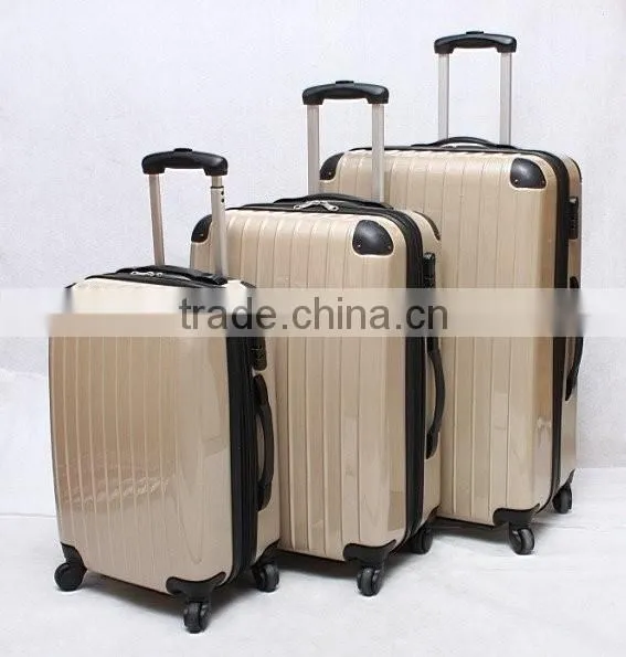 Stock ABS+PC 3pcs Expandable Rolling Trolley Suitcase Set With Univeresal Wheels
