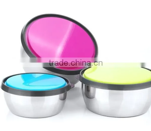 Stainless Steel Metal Rice Mixing Bowl With Silicone Lid photo-3