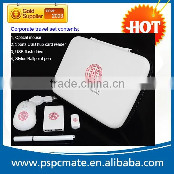 Multi-function USB Travel Kits High Quality PU Pouch Customized Computer Accessories Includes Mouse USB Hub Flash Driver and Pen photo-5