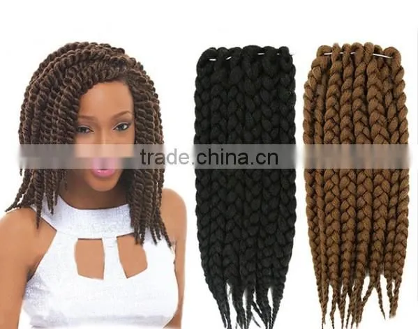 High Quality 12" 24'' 2X Havana Mambo Twist Braids With Synthetic Crochet Hair Extension photo-3