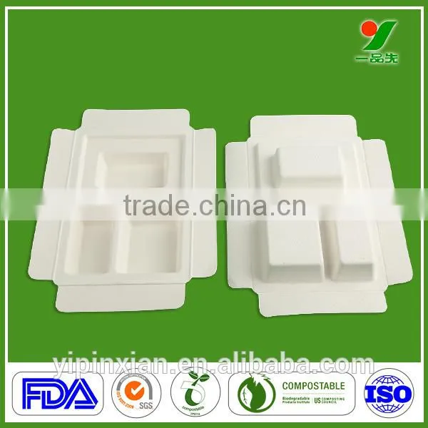 China Factory Eco-friendly OEM Compostable Dry Pressing Chic Bagasse Pulp Packaging Tray for Industrial Packing photo-5