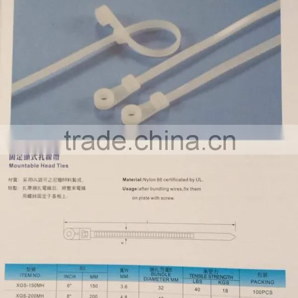 Hot Sale 4*200 PA66 Mountable Head Cable Ties (UL Certificate) photo-3
