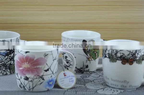 11OZ Garden Butterfly Design Full Decal Print Coffee Cups, Shiny Surface Porcelain Mug, KL5004-10687 photo-3