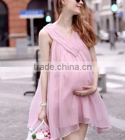 D73014h 2016 Summer Europe Fashion Maternity Dress Wholesale Maternity Clothes Chiffon Maternity Wear