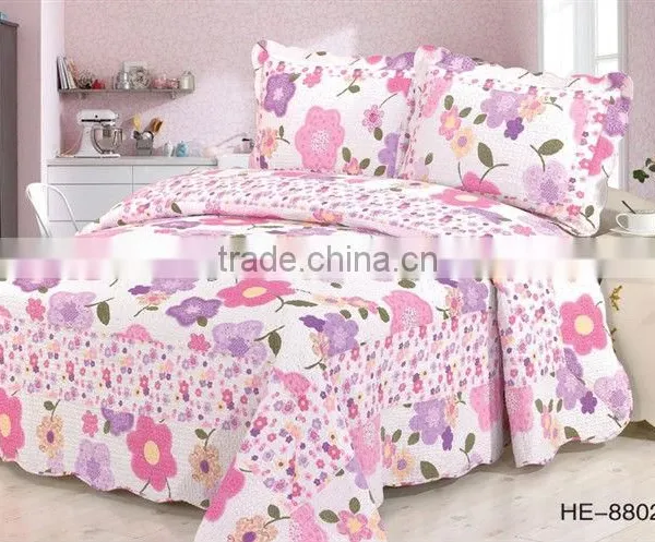 100%cotton Bed Sheets Luxury Bedspread Patchwork Bedding Set in Flower Design