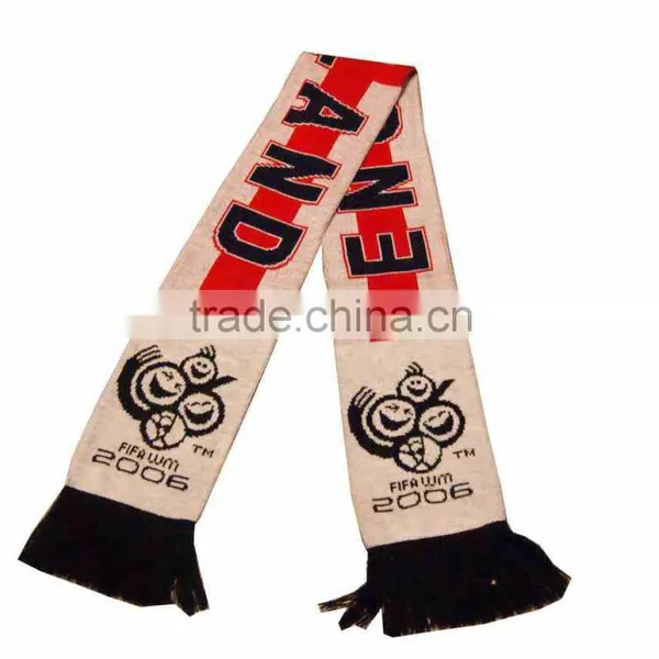 Bob Trading TRADEMARK OEM Football Fans Knitting Scarf Cute Pompon Knitting Scarf