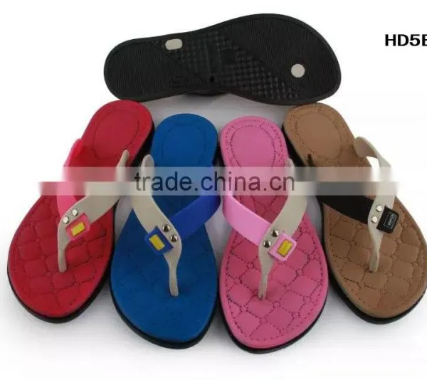 Colorful PVC Straps Lady Slipper Flat Plastic Slippers