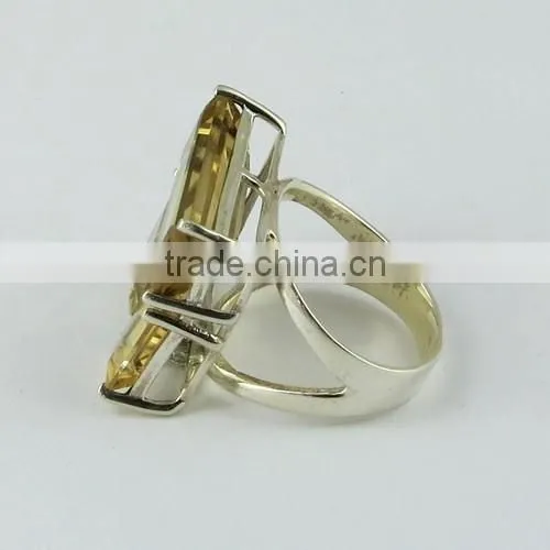 Gemstone Citrine 925 Sterling Silver Ring, Indian Silver Jewellery Supplier, Silver Jewellery India photo-4