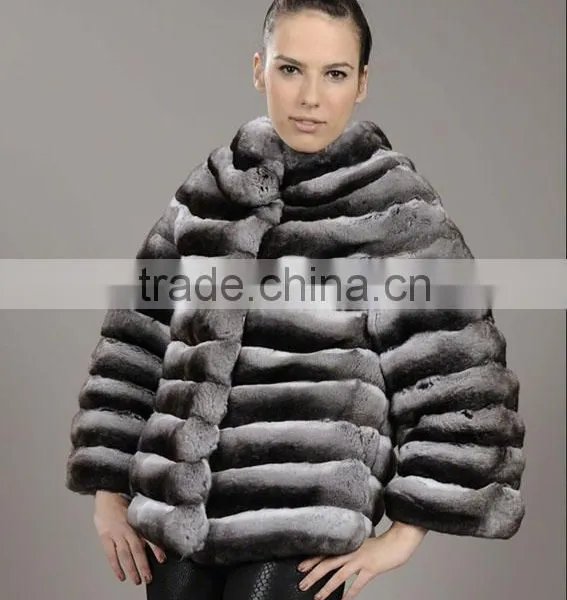 Wholesale Price Chinchilla Rex Rabbit Fur Coat photo-5