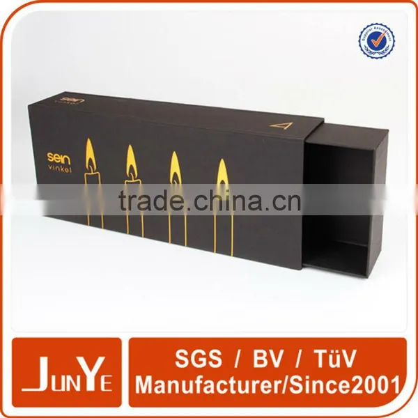 Gold Foil Logo Custom Gift Black Drawer Boxes for Candle photo-4