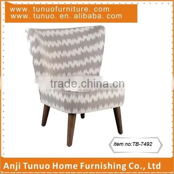 Solid Wood Chair for Cafe,Wing Back Leisure Chair,KD Antique Finish Rubber Wood Legs,piping Around Seat,TB-7492 photo-2