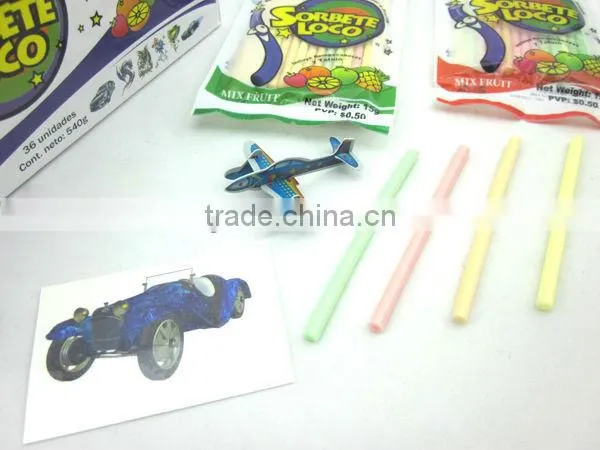 Straw Candy Toy / CC Stick Candy With Water Tattoo and Plastic Puzzle photo-3