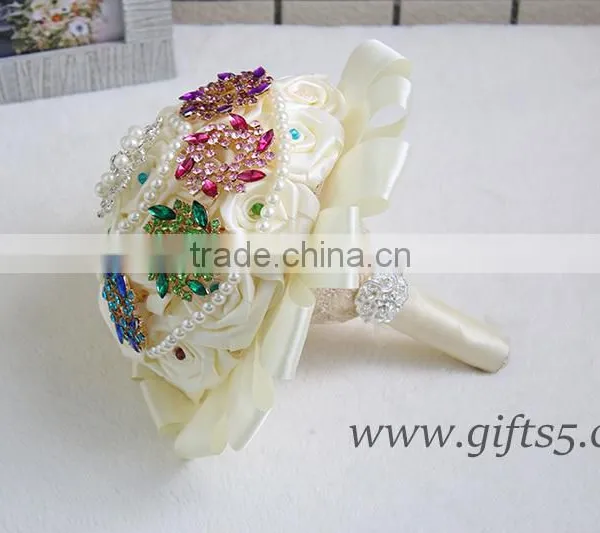 Handmade Rose Bridal Brooch Bouquet photo-3